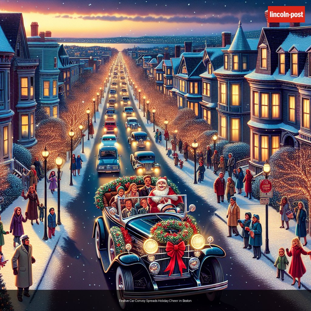 Festive Car Convoy Spreads Holiday Cheer in Boston