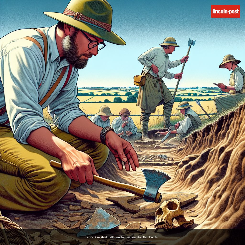 Ancient Axe Head and Roman Remains Unearthed Near Lincoln