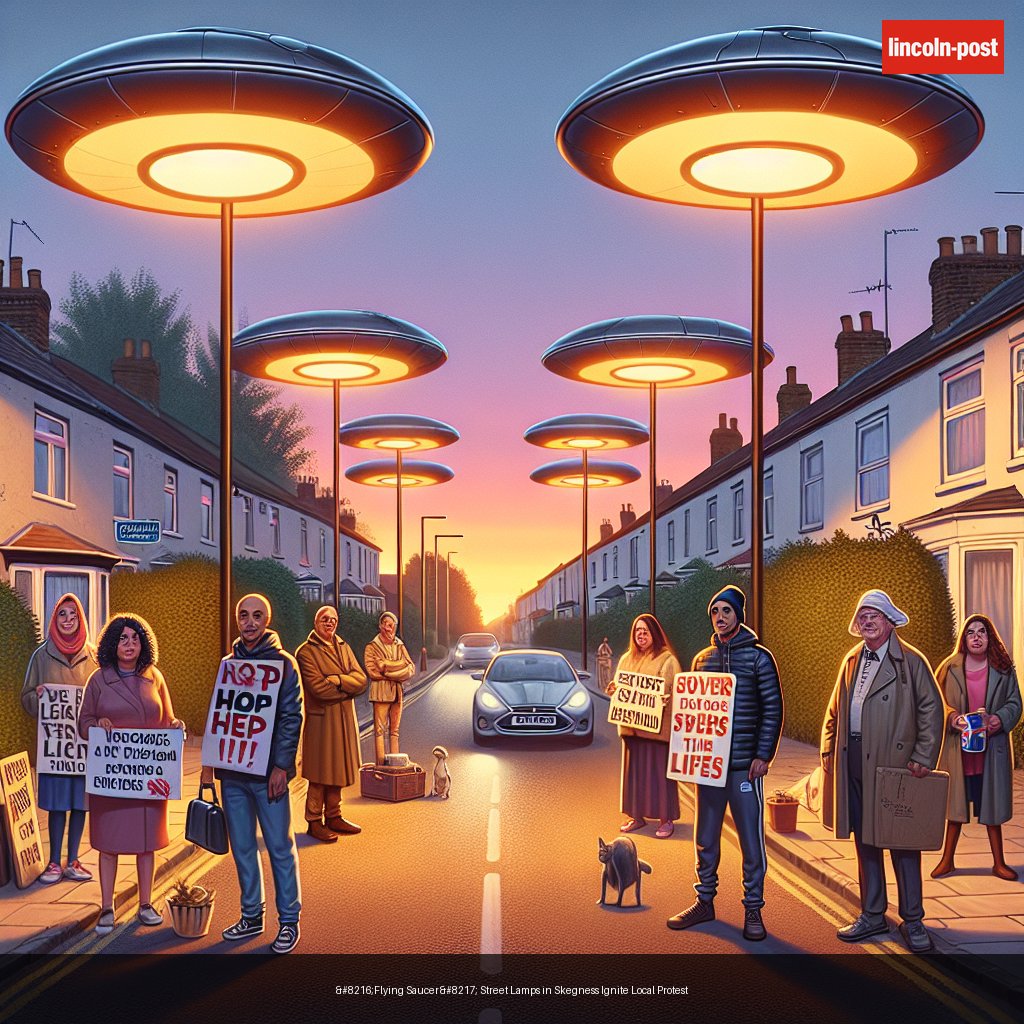 ‘Flying Saucer’ Street Lamps in Skegness Ignite Local Protest
