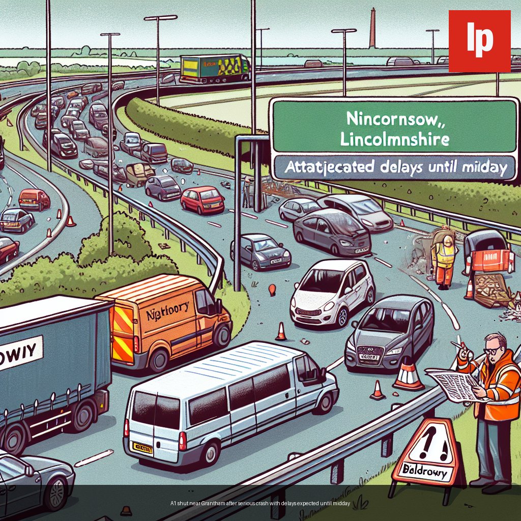 A1 shut near Grantham after serious crash with delays expected until midday